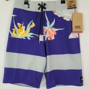 NEW Boy's Youth Vans 18" Outseam 4 Way Stretch Board Shorts Purple Swim Sz 24/8
